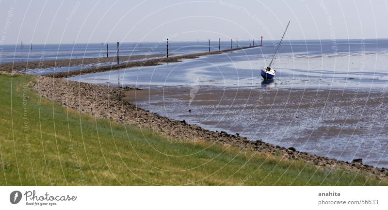 auf dem trockenen Wasserfahrzeug Meer Sportboot Segelboot Ebbe Insel Jacht Nordsee Wattenmeer Hafen