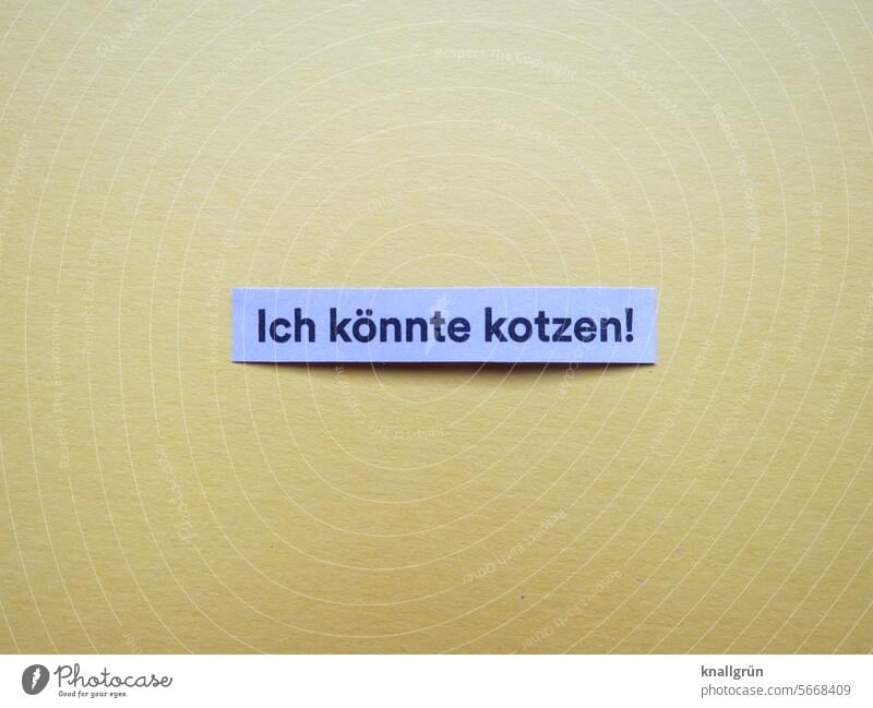 Ich könnte kotzen! Übelkeit Text Ärger Wut sauer sein Unmut Gefühle Frustration gereizt Aggression Feindseligkeit Konflikt & Streit Stimmung aggressiv Erbrechen