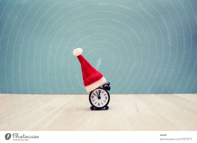 Weihnachtszeit Stil Design Dekoration & Verzierung Uhr Feste & Feiern Weihnachten & Advent Mütze Zeichen Kitsch lustig rot Vorfreude Pünktlichkeit Stress Idee