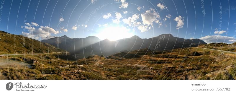 Alpen Panorama Ferien & Urlaub & Reisen Tourismus Ausflug Sommer Berge u. Gebirge wandern Natur Landschaft Himmel Sonne Klima Wetter Wärme Gras Hügel Felsen