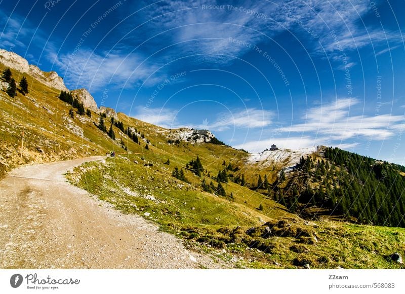 Rotwand Berge u. Gebirge wandern Umwelt Natur Landschaft Himmel Herbst Schönes Wetter Wiese Wald Alpen Gipfel Wege & Pfade Ferne gigantisch hoch nachhaltig