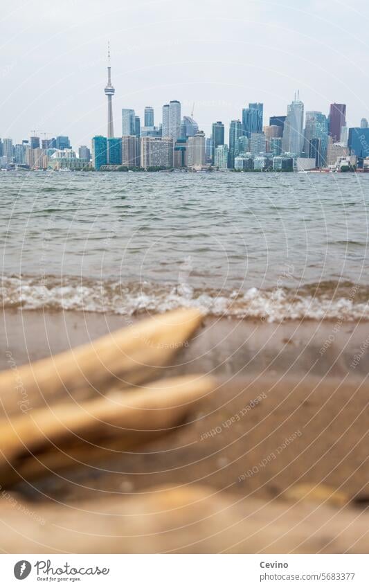 Skyline Toronto Tageslicht Toronto Island Strand Wasser Wellen Sand Stadtansicht Holz Tower Toronto Skyline toronto kanada Kanada Ontario Ontario See Urlaub