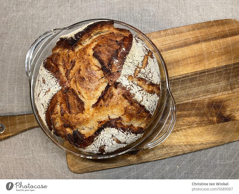 Frühstück! Brot frisch aromatisch knusprig Brotkruste Brotlaib selbstgemacht Oberfläche rustikal Essen selbstgebackenes Brot Vorfreude Tag des Brotes Hunger