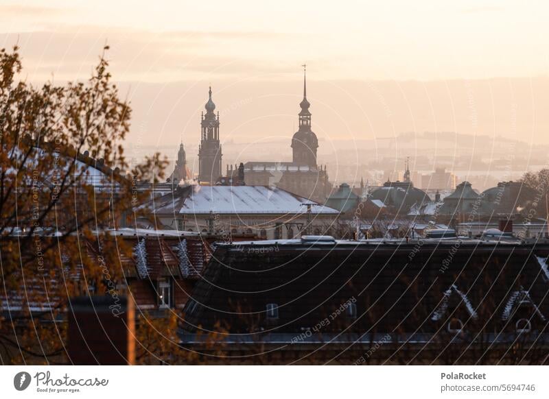 #A0# Sonnenaufgang über Dresden Himmel sonnig Winter Romantik Außenaufnahme Altstadt Dämmerung Wolken Architektur Stadtzentrum