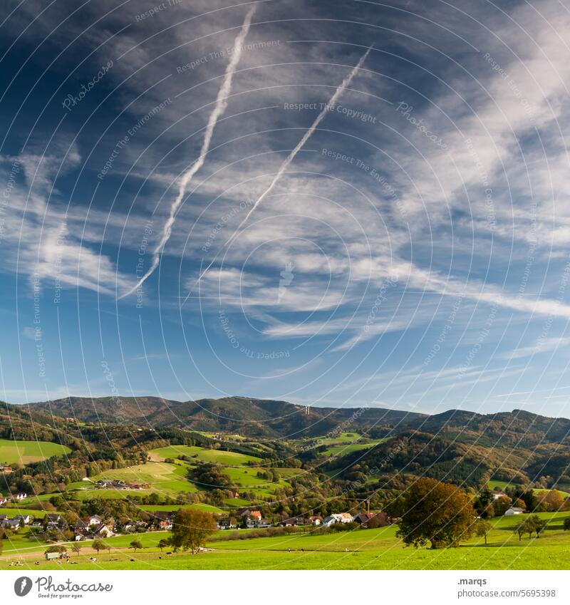 Breisgau Stimmung schön natürlich Erholung Wald Wiese Schönes Wetter Wolken Himmel Landschaft Natur Ausflug Tourismus Sommer Baum Hügel Freiheit ländlich