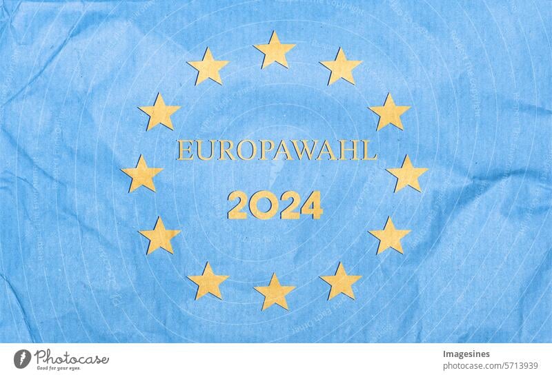 Europawahl 2024. Papierschnitt-Stil. Papierhintergrund der Flagge der Europäischen Union Grafik u. Illustration fahne Europäische Union EU Hintergründe