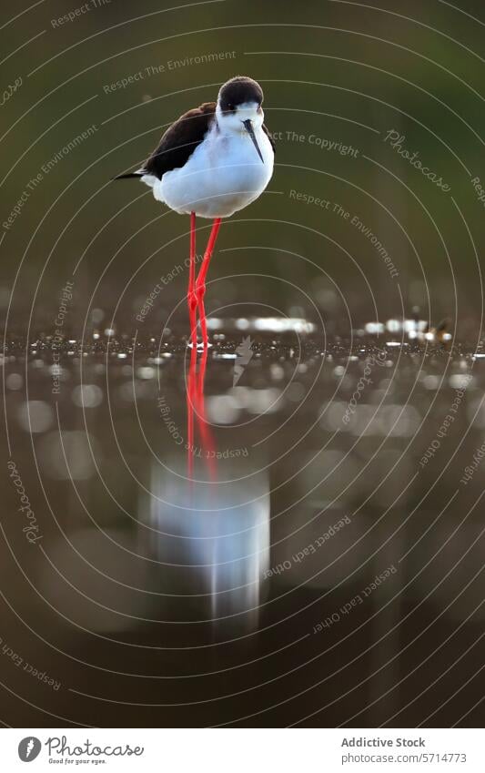 Elegante Stelzenläufer in ihrem natürlichen Lebensraum Hänfling Hänfling Vogel Tierwelt Natur aquatisch Reflexion & Spiegelung Wasser Anmut Watvögel lange Beine