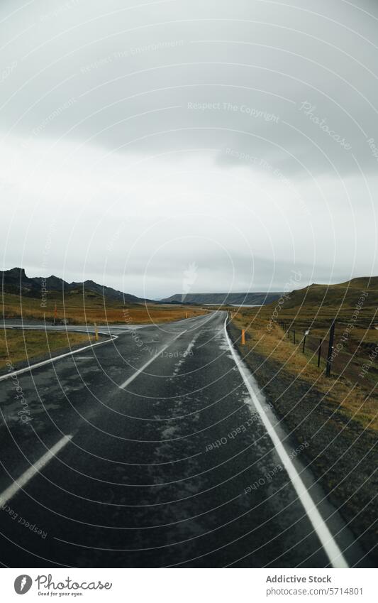 Generiertes Bild Island Straße Landschaft bedeckt Stimmung reisen Reise Abenteuer Damp Gelände robust desolat abgelegen Ausflugsziel Erkundung Natur malerisch