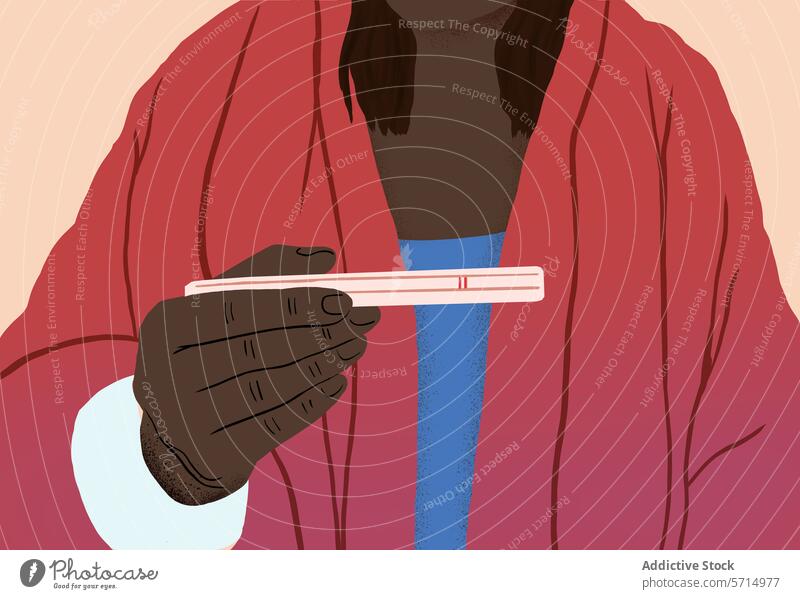 Frau mit einem positiven Schwangerschaftstest Grafik u. Illustration Gesundheitswesen Familienplanung Vorfreude Ergebnisse Mutterschaft erwartend Freude