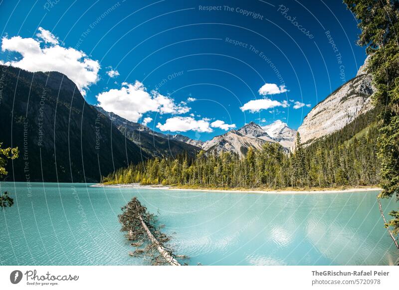 Himmel und Berge spiegeln sich in türkisfarbenem See kinney lake Aussicht Wasser Farbfoto Spiegelung Bergpanorama Berge u. Gebirge Natur Landschaft