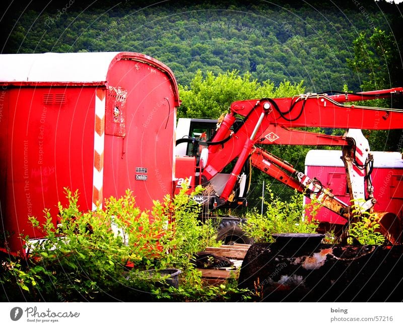 Baubranche in Konjunkturkrise Baustelle Bauwagen Bagger Einsamkeit stagnierend Wirtschaft Kurzarbeit Blühende Landschaften Wirtschaftswunder Eigenheimzulage