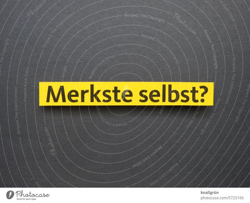 Merkste selbst? Textbild Fragen Aufmerksamkeit Feststellung merken Selbsterkenntnis auffällig Fragezeichen Irritation unsicher ratlos Neugier fragend Sorge