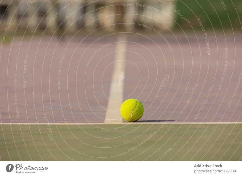 Tennisball auf dem Spielfeld in der Nähe der Linie Ball Gericht Nahaufnahme Sport Gerät Tennisspiel Streichholz im Freien Freizeit Konkurrenz Hobby Aktivität