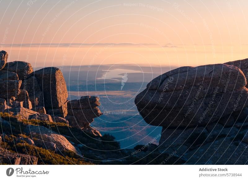 Sonnenuntergangssilhouette bei Siete Picos, Sierra de Guadarrama Silhouette siete picos sierra de guadarrama Madrid Segovia Felsen Berge u. Gebirge