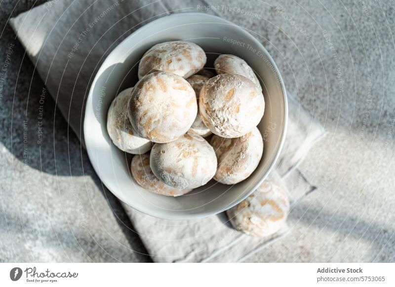 Puderzuckerplätzchen in einer weißen Schale Keks Schalen & Schüsseln Dessert süß gebacken Lebensmittel Snack Leckerbissen traditionell selbstgemacht Gebäck