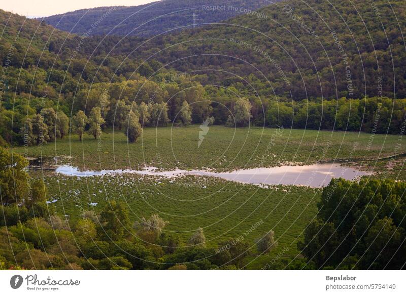 Blick auf den Doberdò-See Doberdò del Lago doberdo Karst Italien natürlich Senkloch Biodiversität Kanäle Depressionen Tauchen epigeal Karstdepressionen