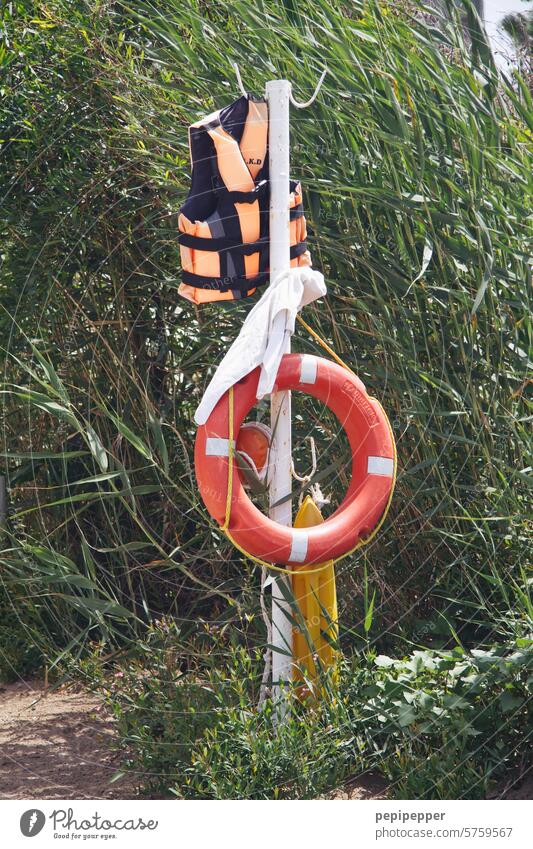 Rettungsweste mit Rettungsring Schwimmweste Rettungsreifen Ferien & Urlaub & Reisen Sicherheit Sicherheitsweste Tourismus retten Sommer Helfen Schwimmen & Baden