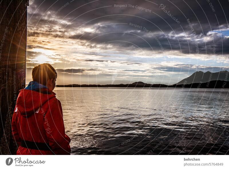 wenn das meer unsere sehnsucht trägt Hoffnung romantisch Romantik Sonnenstrahlen Abenddämmerung Sonnenuntergang Sonnenlicht Ferien & Urlaub & Reisen