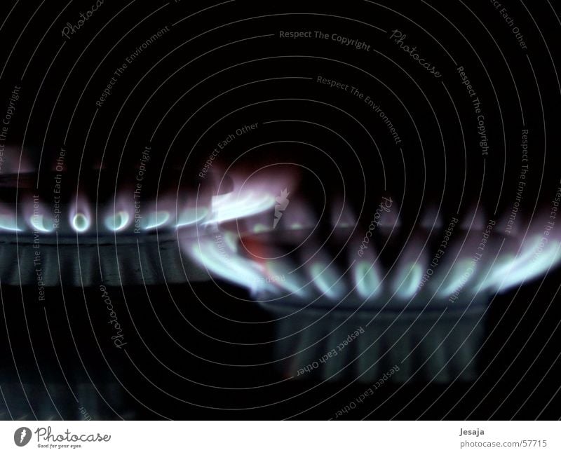 Brandheiß Feuer Grill Gas Herd & Backofen blau Flamme dunkel kochen & garen Wärme brennen Licht Küche glühen Urelemente Manuelles Küchengerät brennbar