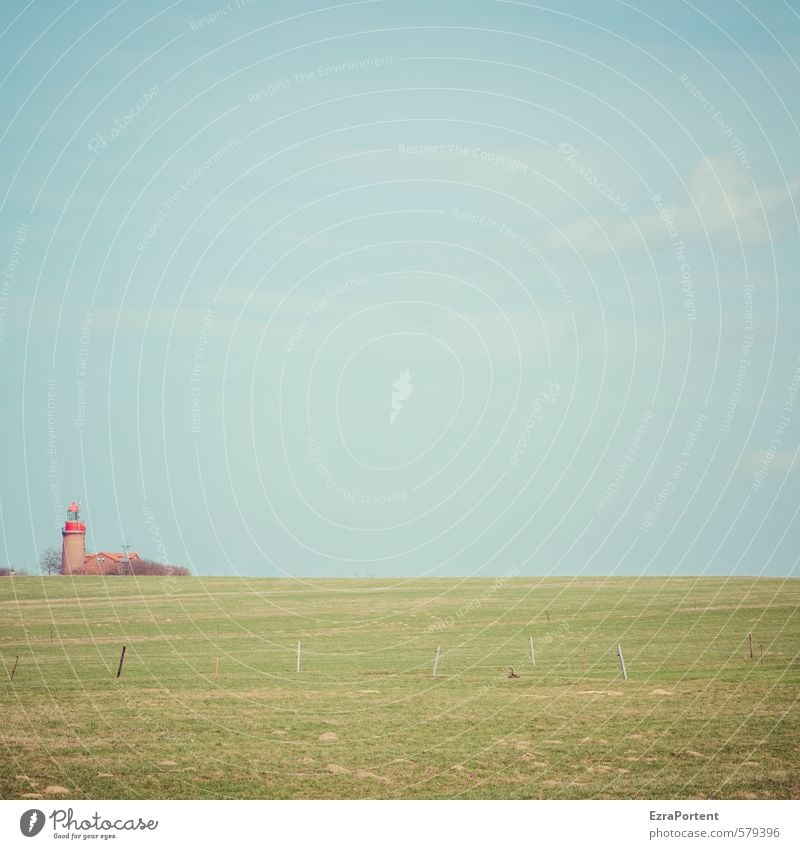 linksaußen Ferien & Urlaub & Reisen Tourismus Umwelt Natur Landschaft Himmel Wolken Sommer Herbst Pflanze Gras Wiese Feld Leuchtturm Bauwerk Gebäude klein blau