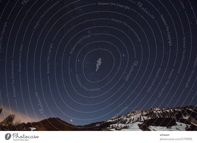 Sternlein, Sternlein ... Natur Nachthimmel Winter Eis Frost Berge u. Gebirge Observatorium glänzend fantastisch groß Unendlichkeit kalt blau grau schwarz weiß