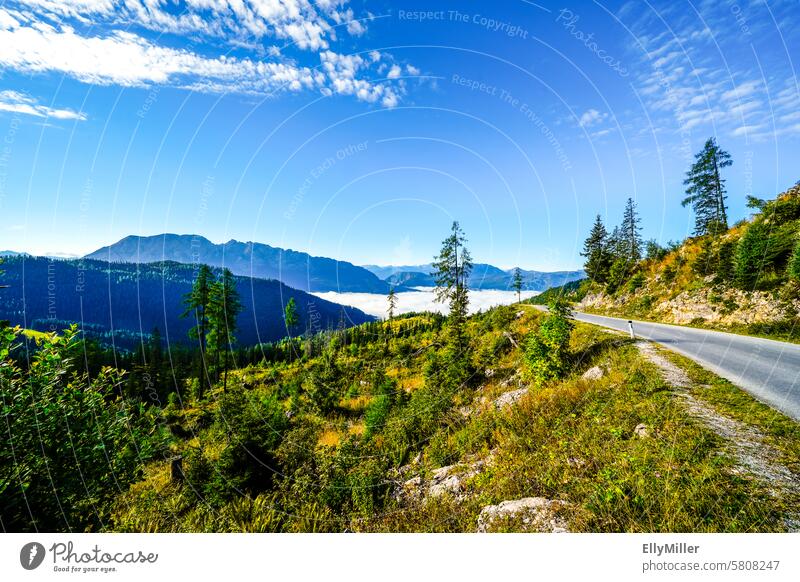 Tauplitzalm am Morgen. Panoramastraße. Steiermark Österreich Landschaft Natur Berge Alm Wolken Bundesland Steiermark Schönes Wetter Farbfoto Berge u. Gebirge