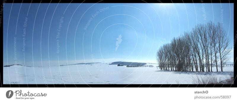 landscape Panorama (Aussicht) Baum schön Thüringen Schnee Sonne blau groß Panorama (Bildformat)