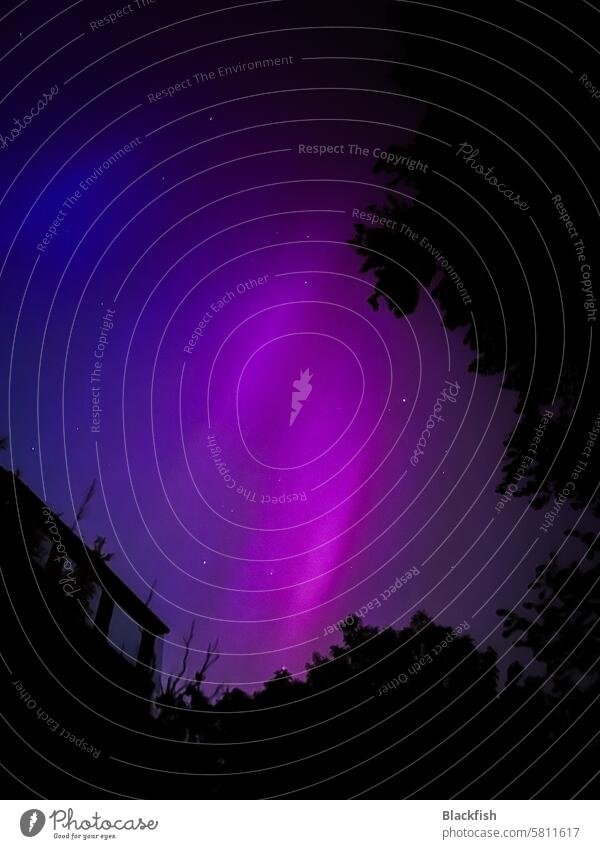 Polarlichter am Himmel über Köln 3 Nordlichter Nacht Natur Landschaft Farbfoto Außenaufnahme dunkel Aurora borealis Naturphänomene Stern Farben Sterne