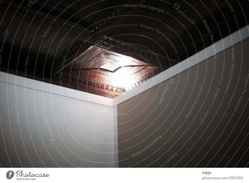 . Lifestyle Reichtum Häusliches Leben Wohnzimmer Villa Energiewirtschaft Menschenleer Zimmerdecke Holzdecke leuchten hell historisch hoch braun weiß vertäfelt