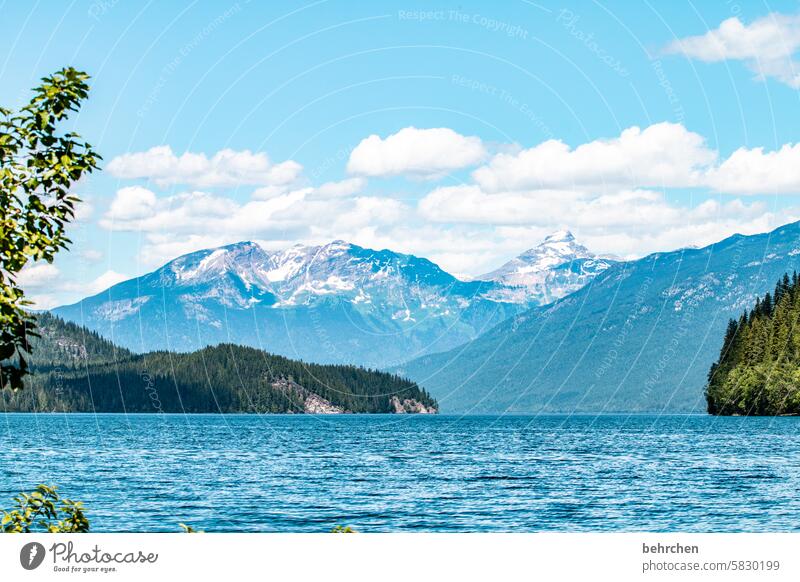 kanada Wellen Wasseroberfläche Clearwater Lake Himmel Berge u. Gebirge Wald Kanada See Landschaft erholsam genießen Fernweh Bergsee Nordamerika British Columbia