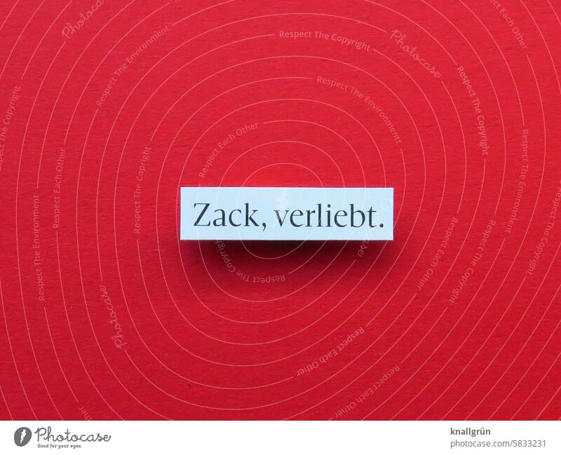 Zack, verliebt. Liebe Verliebtheit Text Gefühle Liebe auf den ersten Blick Romantik Hals über Kopf Glück Zusammensein Partnerschaft Zuneigung Paar Liebespaar