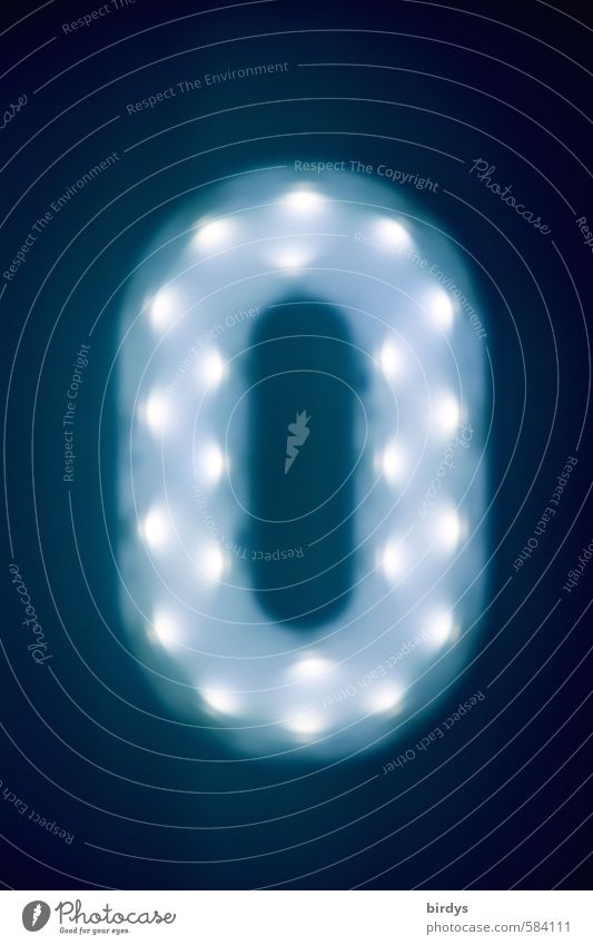 Reset - Alles auf Anfang Leuchtreklame Zeichen Ziffern & Zahlen leuchten blau weiß Beginn stagnierend Zeit 0 Licht Leuchtkörper Oval schimmern 1 Frist Countdown