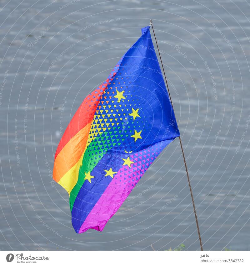 für ein buntes Europa Europawahl Regenbogenfahne Europafahne Regenbogenflagge Europaflagge Gleichheit gleichberechtigung Symbole & Metaphern Vielfalt Toleranz