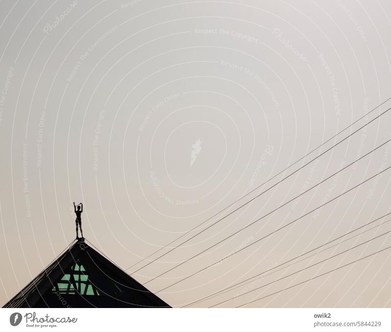 Standbild Pyramide Glas Dach Dachkonstruktion Figur Metall Gebäude Bauwerk Architektur Menschenleer Statue Frau stehend Standort Wolkenloser Himmel Textfreiraum