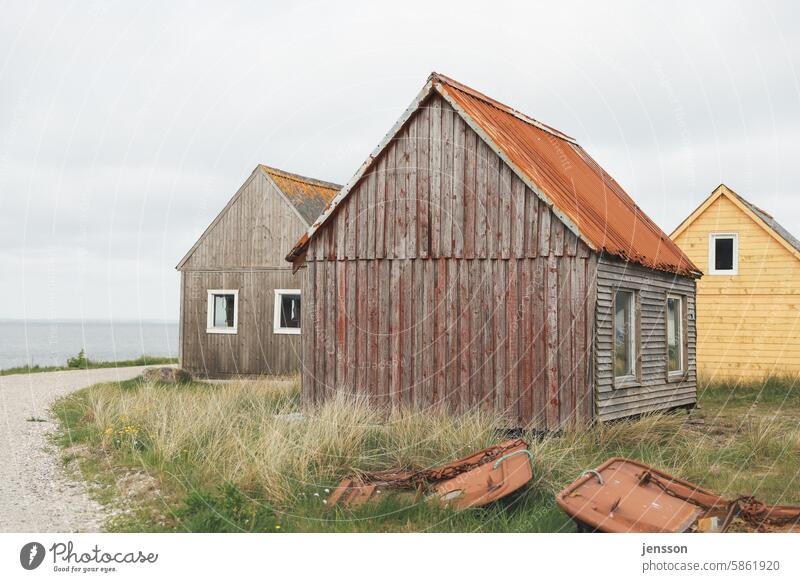 Alte Holzhütten im Tyskerhavn von Hvide Sande Hütte Menschenleer Holzhaus Außenaufnahme Holzwand alt braun rustikal einfach Architektur Gebäude Wand Tag