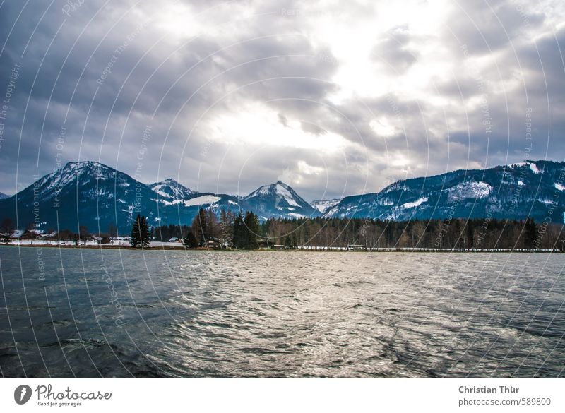 Winter am Wolfgangsee ruhig Ferien & Urlaub & Reisen Tourismus Ausflug Wellen Schnee Winterurlaub Berge u. Gebirge Segeln Umwelt Natur Landschaft Wasser Himmel