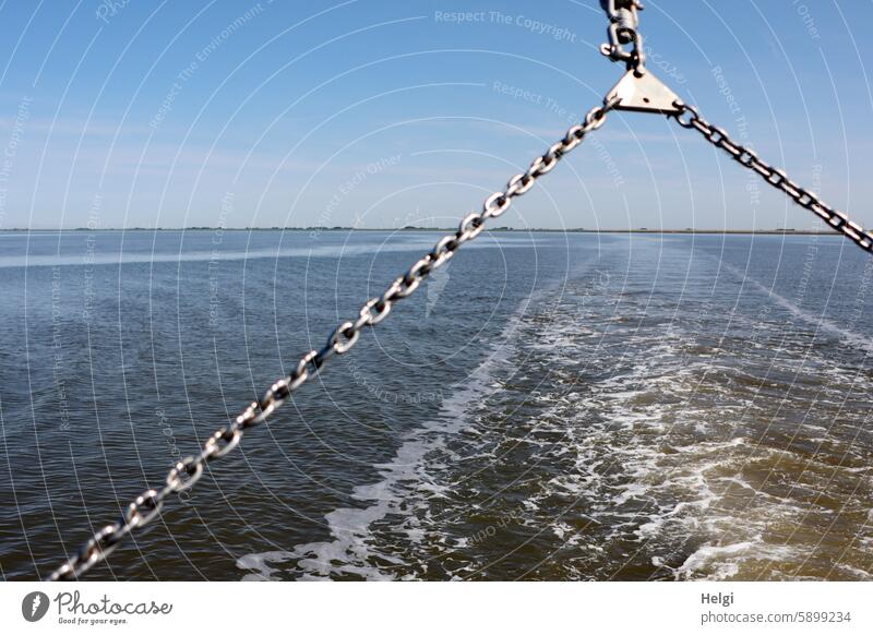 auf gehts! ... Überfahrt zur Hallig Gröde Wasser Meer Nordsee Fahrwasser Kette Festland Himmel Spuren Gischt Ferien & Urlaub & Reisen Natur Horizont Küste