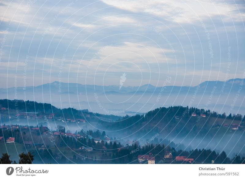 Winternebel in der Südsteiermark auf der Schilcher Weinstrasse Zufriedenheit Sinnesorgane Erholung ruhig Meditation Tourismus Berge u. Gebirge wandern Natur