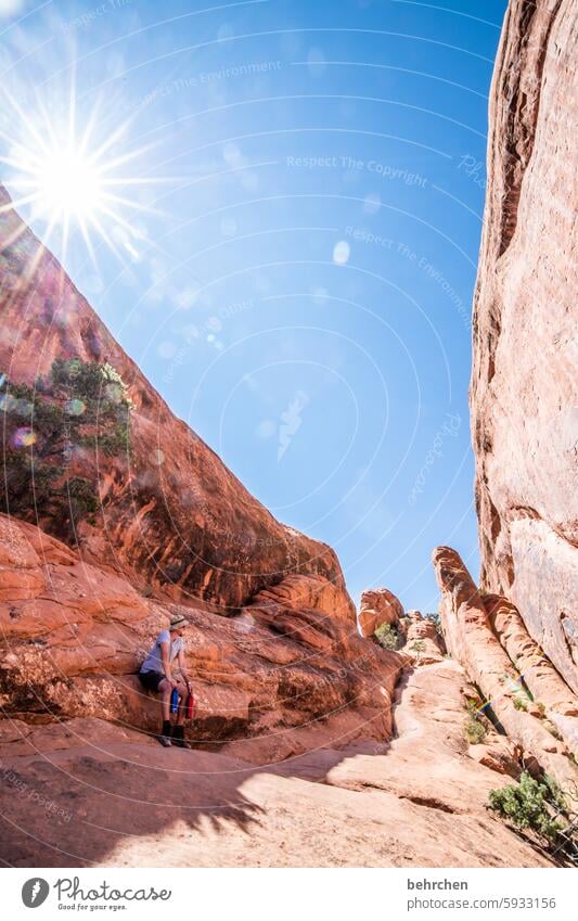 licht und schatten Steinwand beeindruckend Himmel Felsen Arches National Park Utah Ferne Ferien & Urlaub & Reisen Freiheit Amerika USA außergewöhnlich Fernweh