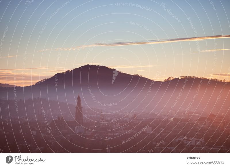 Freiburg Abend Ferien & Urlaub & Reisen Tourismus Ausflug Städtereise Natur Landschaft Luft Himmel Klima Wetter Nebel Wald Hügel Berge u. Gebirge Gipfel Stadt