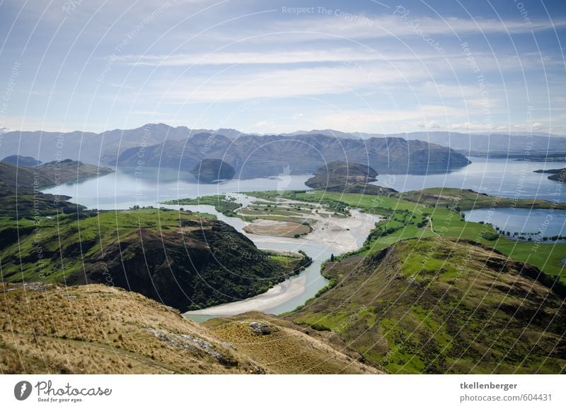 Lake Wanaka Neuseeland IV Umwelt Natur Landschaft Erde Frühling Berge u. Gebirge Rocky mountain Gipfel See Fluss flussdelta Flußbett Flußmündung Flussufer