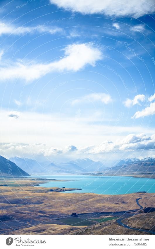 wunderschönster lake tekapo. Ferien & Urlaub & Reisen Tourismus Ausflug Abenteuer Ferne Freiheit Sightseeing Sommer Sommerurlaub Umwelt Natur Landschaft Hügel