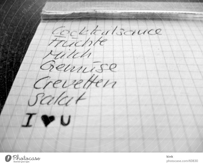 Verliebter Einkaufzettel Zettel Liebe Anordnung einkaufszettel ich liebe dich i love you