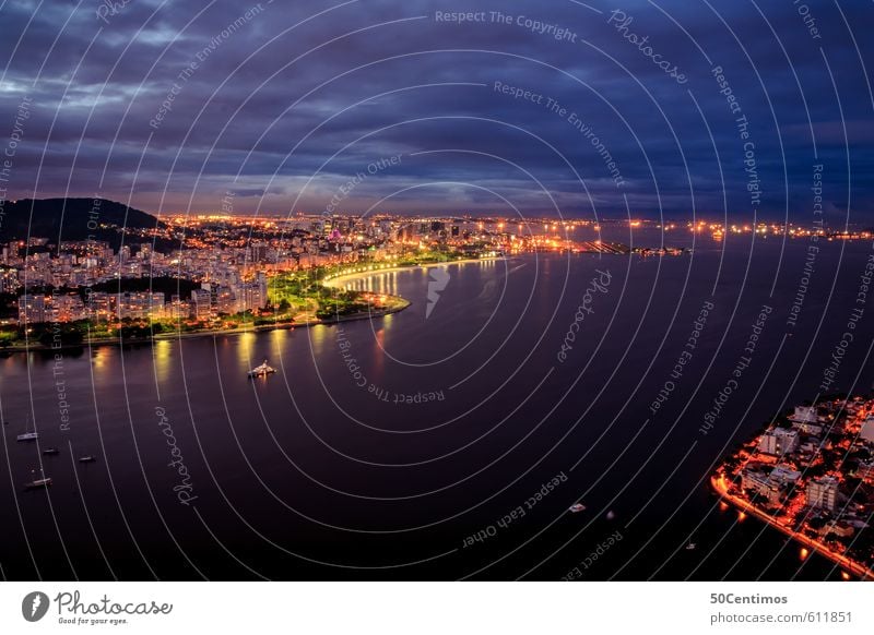 Rio de Janeiro bei Nacht Ferien & Urlaub & Reisen Tourismus Ferne Freiheit Sommerurlaub Nachtleben Wolken Klima Klimawandel Wetter Meer Fluss Stadt Hafenstadt