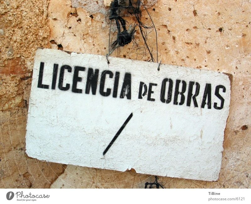 Arbeitserlaubnis die Zweite Spanien obskur Schilder & Markierungen Licencia de Obras