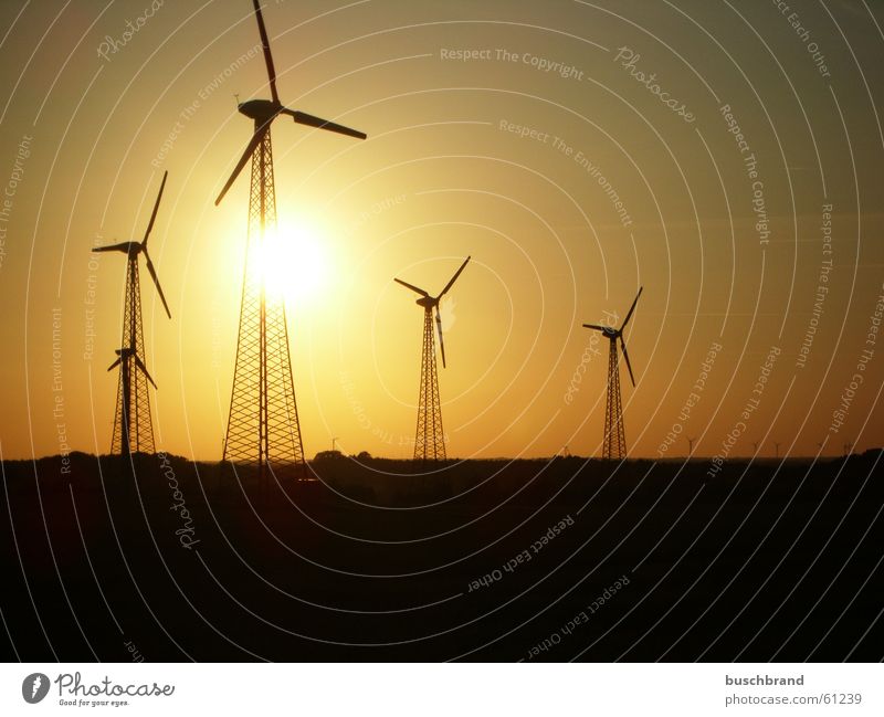 Energiewende Sonne Energiewirtschaft Erneuerbare Energie Windkraftanlage Sonnenaufgang Sonnenuntergang Wärme Feld Hügel Syke Deutschland Europa Kleinstadt