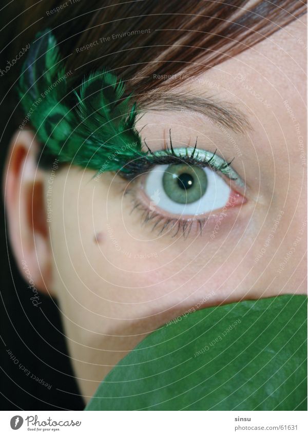 greeneyed girl grün Auge Feder Gesicht face