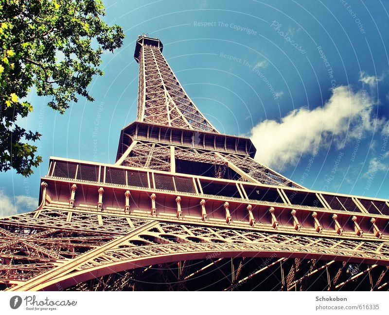 PARIS Architektur Schönes Wetter Stadt Bauwerk Sehenswürdigkeit Wahrzeichen Denkmal Tour d'Eiffel Metall Stahl Liebe träumen ästhetisch gigantisch historisch