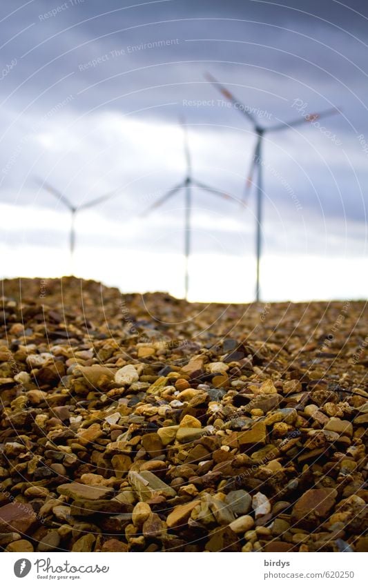 Gehts denn immer nur um Kies ? Energiewirtschaft Erneuerbare Energie Windkraftanlage Himmel Wolken drehen ästhetisch hoch positiv Bewegung nachhaltig