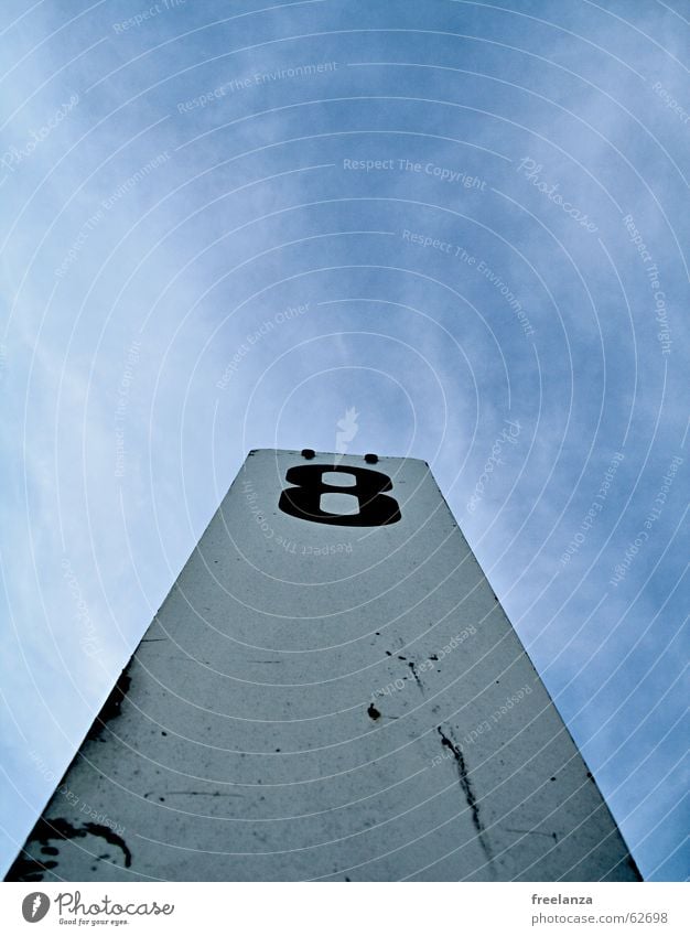 ACHT Wolken weiß Ziffern & Zahlen 8 Verkehrsschild Himmel blau Schilder & Markierungen Lack Wasserfahrzeug